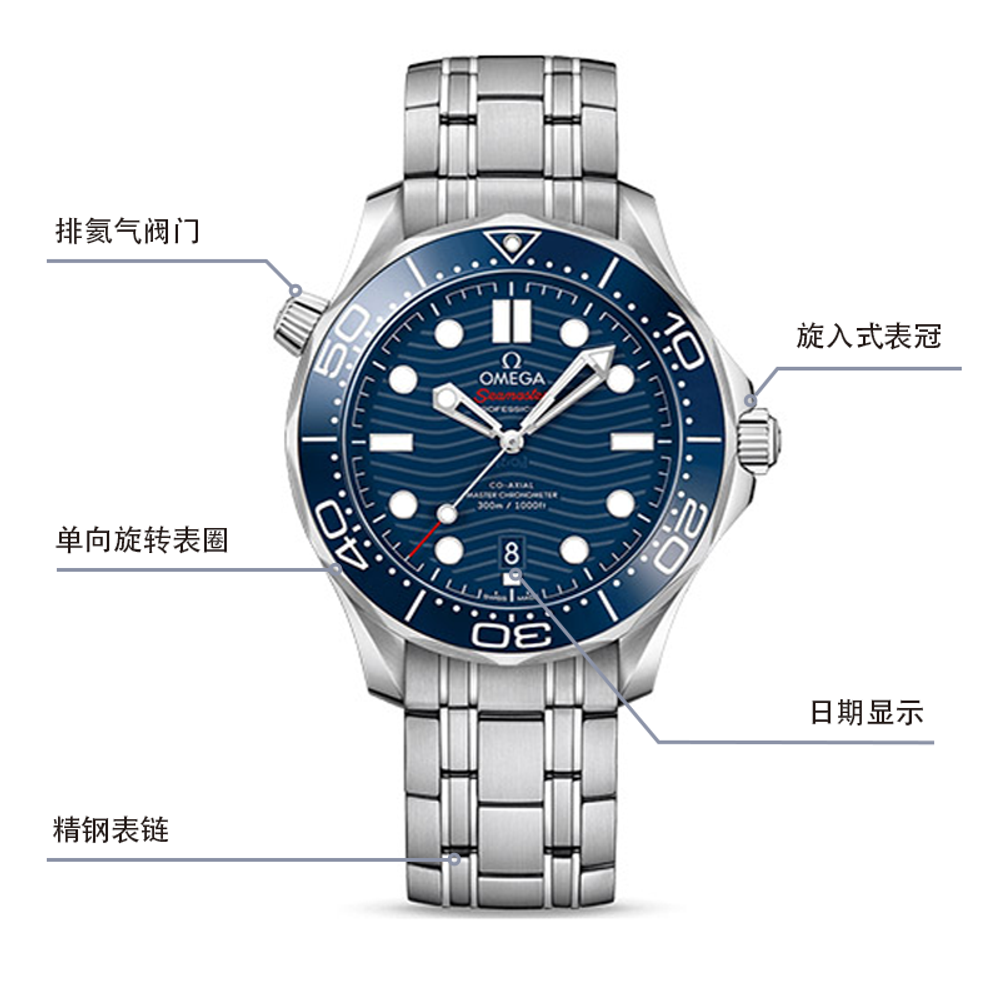 OMEGA Seahorse Collection 300m Diving Watch Automatic Mechanical Movement Men"s Watches Watch 42mm Blue Dial