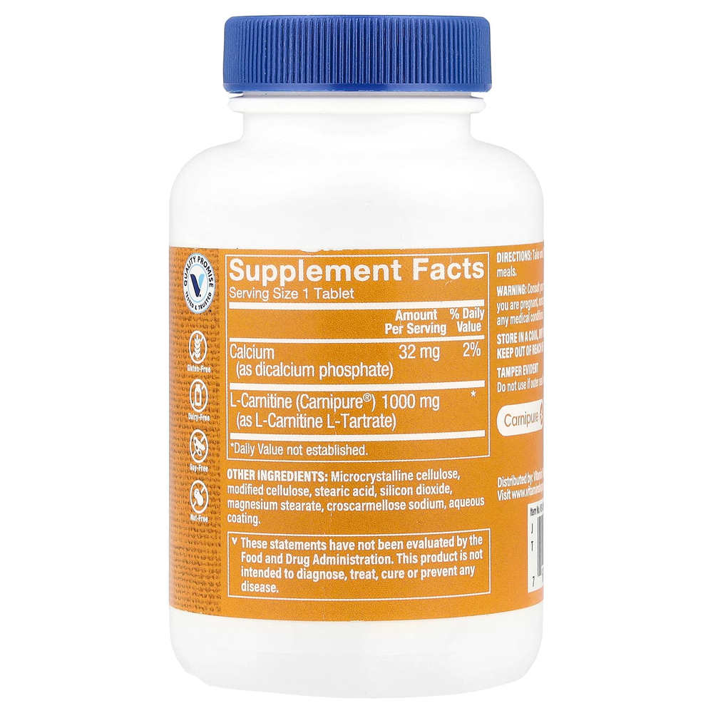 The Vitamin Shoppe, Carnipure® L-карнитин, 1000 мг, 50 таблеток