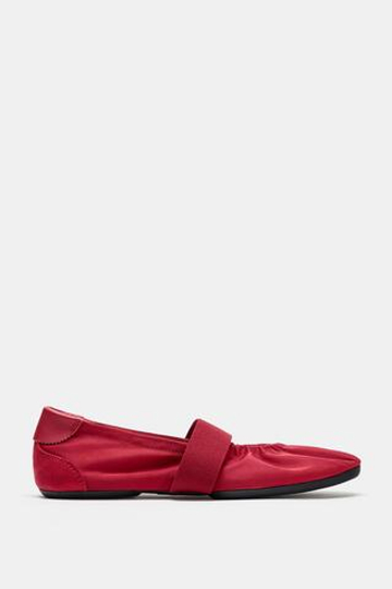 ZARA СПОРТИВНЫЕ БАЛЕТКИ С ЭЛАСТИЧНЫМ РЕМЕШКОМ, КРАСНЫЙ