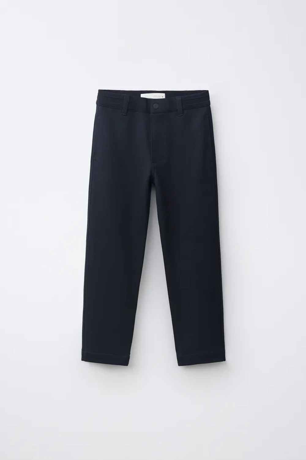 ZARA БРЮКИ STRAIGHT С ПОЯСОМ В РУБЧИК, МОРСКОЙ ТЕМНО-СИНИЙ