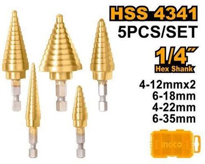 Набор ступенчатых сверл 5шт SUPER INGCO AKSDS2051 INDUSTRIAL
