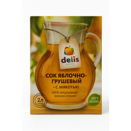 Сок натуральный Delis Яблочно-грушевый 2 л