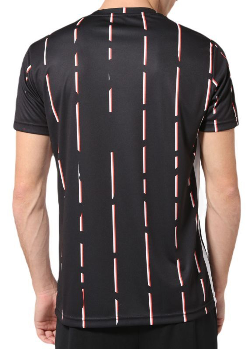 Мужская теннисная футболка Australian Ace T-Shirt With Stripes Print - nero