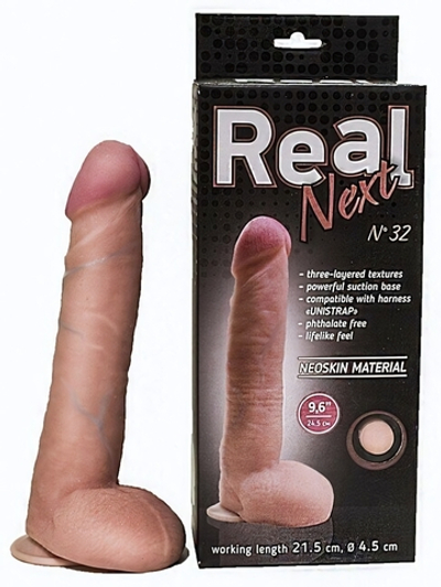 Длинный реалистик на присоске Real Next 9,6''№32 , вторая кожа (24,5 см , телесный ) (Цвет: телесный)