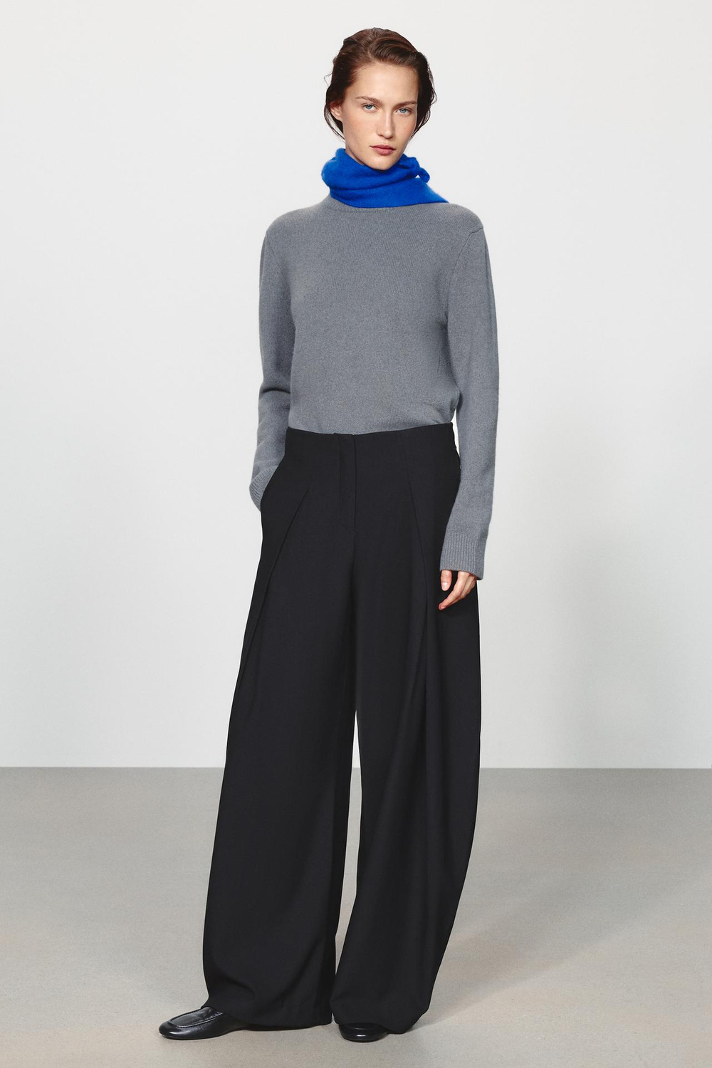 ZARA ОБЪЕМНЫЕ БРЮКИ ZW COLLECTION, ЧЕРНЫЙ