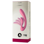Розовый вибромассажер 18см с гибким клиторальным отростком Adrien Lastic G-Wave