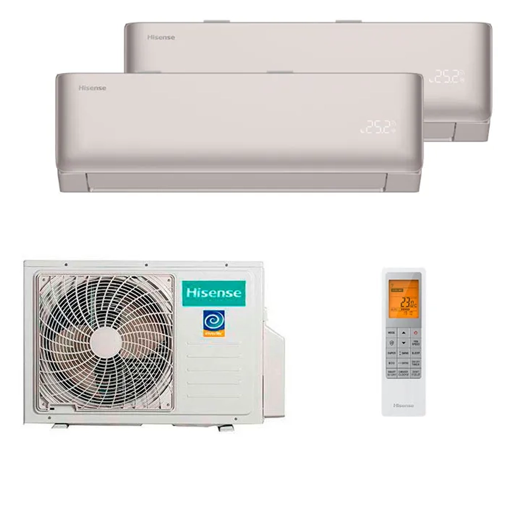 Мульти сплит-система Hisense на 2 комнаты (25+25 кв.м.) VIBE PRO CHAMPAGNE