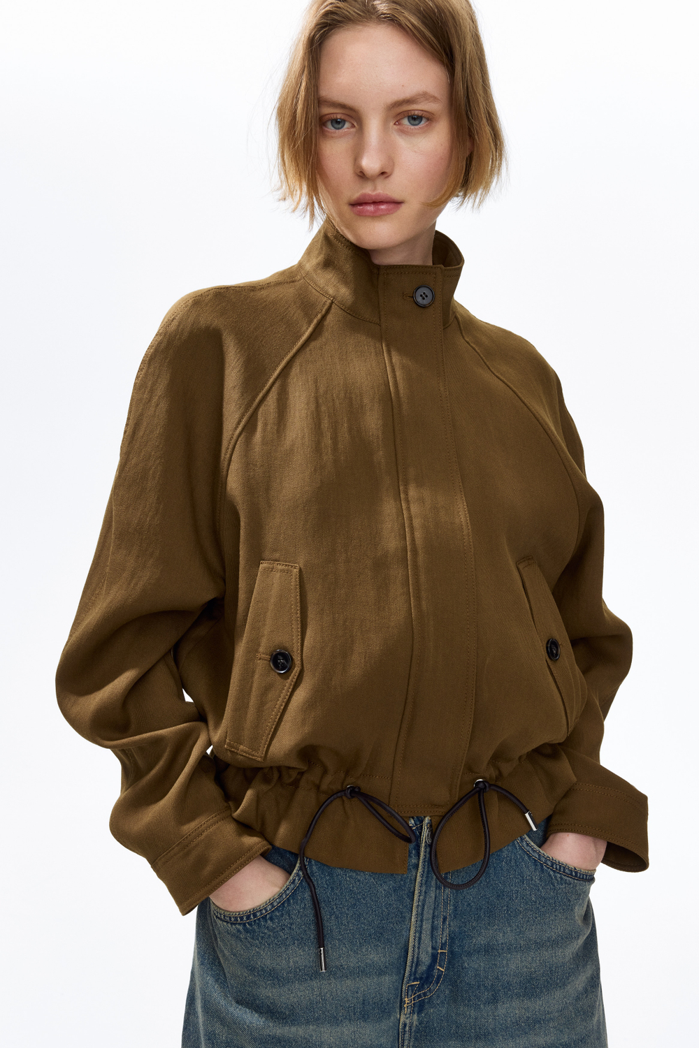 Куртка оверсайз из смеси со льном - H&M