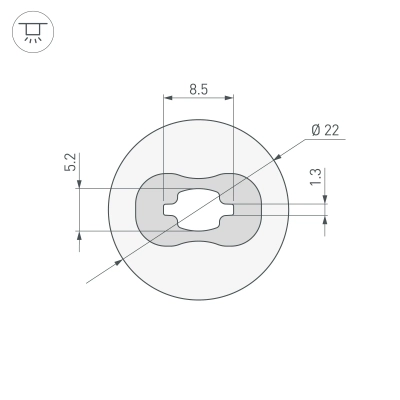 Силиконовый профиль WPH-FLEX-D22-360deg-S8-5m WHITE (Arlight, Силикон)