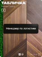 Табличка Менеджер по логистике, на дверь, 30х8 см, черная, серия CADRO, Айдентика Технолоджи