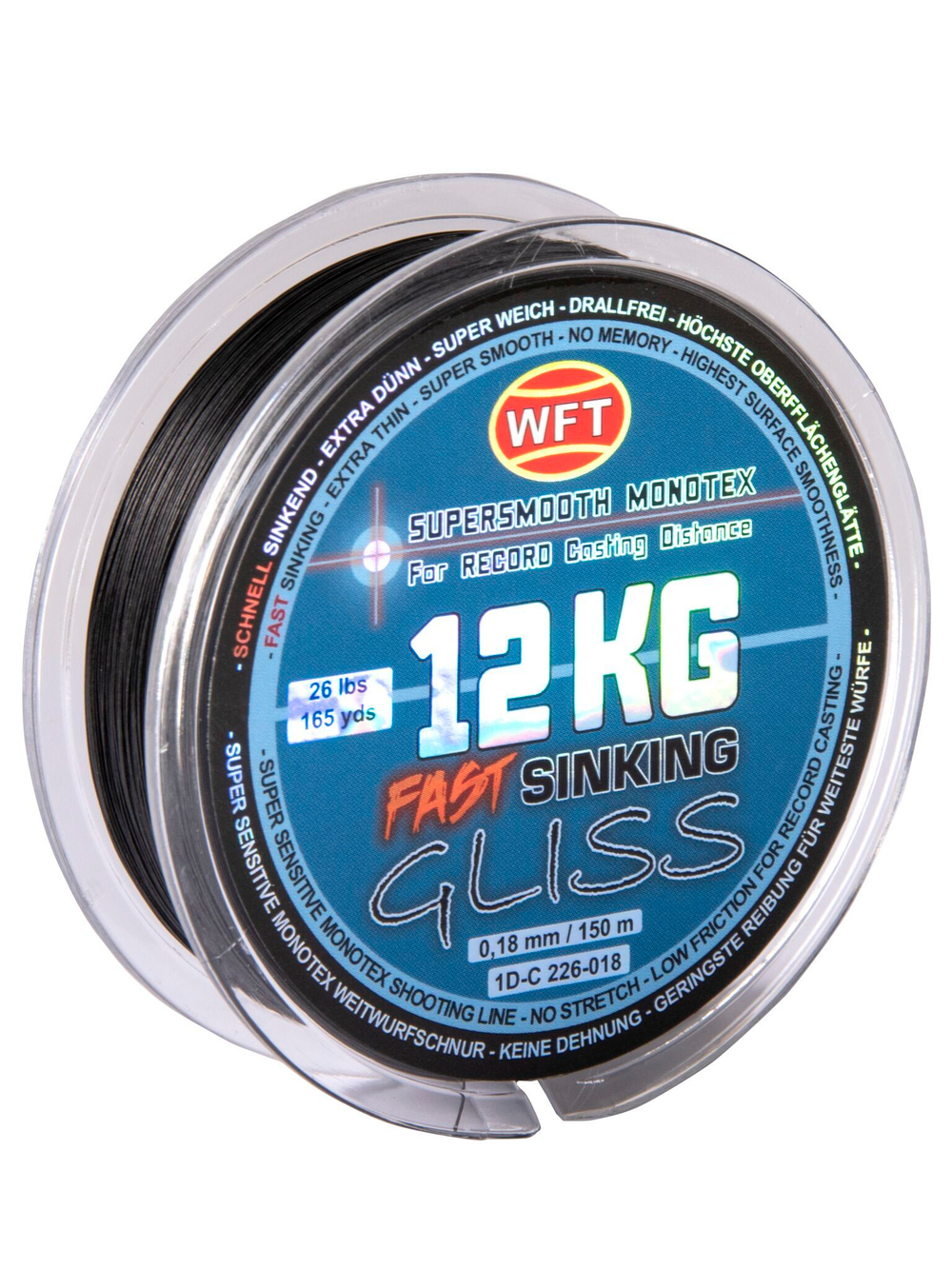 Леска плетёная WFT KG GLISS SINKING Black 150 м, 0,18 мм