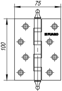 Петля универсальная 4BB/A/BL 100x75x2,5 PN (мат. никель) БЛИСТЕР