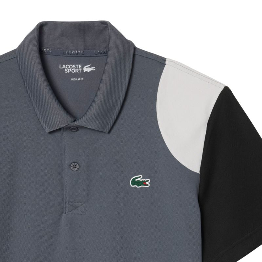 Теннисное поло Lacoste Ultra Dry Colour-Block Sport - grey/black