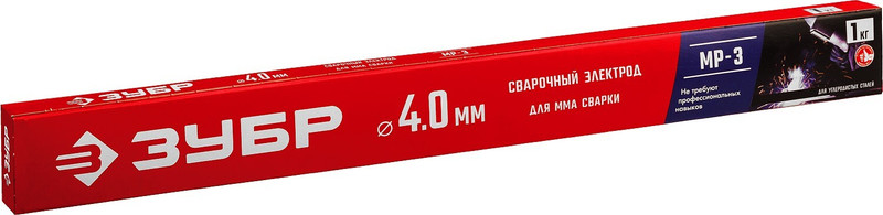 ЗУБР Д 4.0 х 450 мм, 1 кг в коробке, МР-3 рутиловый, электрод сварочный (40011-4.0)