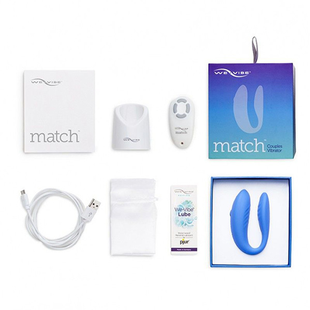 Голубой вибромассажер 7,7см для пар We-Vibe Match SNATSG5
