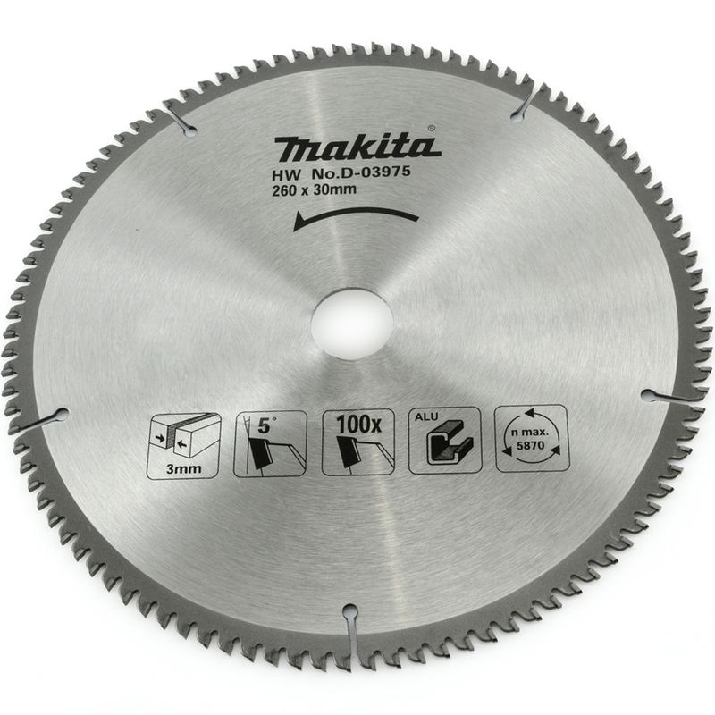 Пильный диск Makita D-03975 260×30 мм, 100T, алюминий / пластик / ламинат
