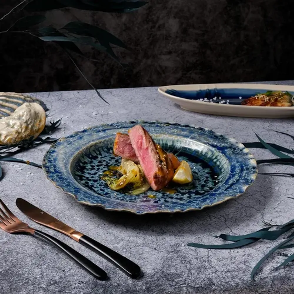 Тарелка d 28,5 см h3,5 см Frosty Velvet Northern Blue Frutti di Mare P.L. [1]
