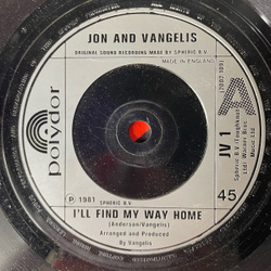 Винтажная виниловая пластинка Jon And Vangelis I'll Find My Way Home (UK 1981) 7 дюймов (маленькая пластинка)