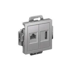 Розетка двойная HDMI + RJ45, Cat 5e Systeme Electric AtlasDesign Алюминий ATN000382