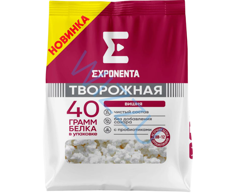 Продукт к.м.обезжир. с в.с. белка EXPONENTA творожная с бифидобактериями ВВ-12 со вкусом вишня, 250г/6шт