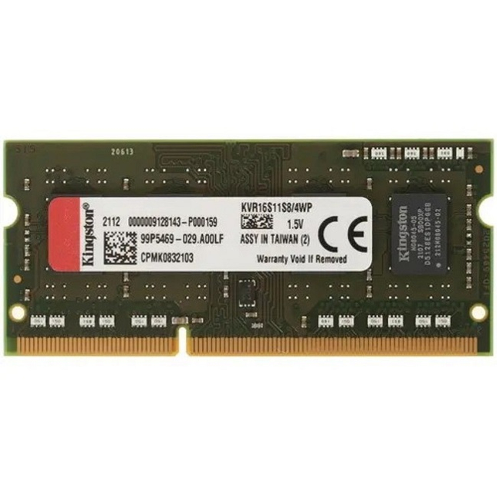 Оперативная память NBook SO-DDR3 4Gb, 1600Mhz, Kingston (KVR16S11S8/4WP)