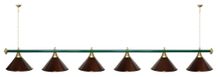Лампа STARTBILLIARDS 6 пл. (плафоны голубые,штанга золотая,фурнитура золото)