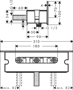 Держатель/полочка Hansgrohe 26456400 Fixfit Porter 300 с шланговым подсоединением