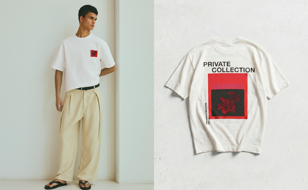 Мужской свитшот из интерлока с принтом - BERSHKA