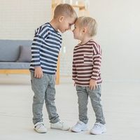 Лонгслив базовый со спущенным плечом "Полоска джинс"