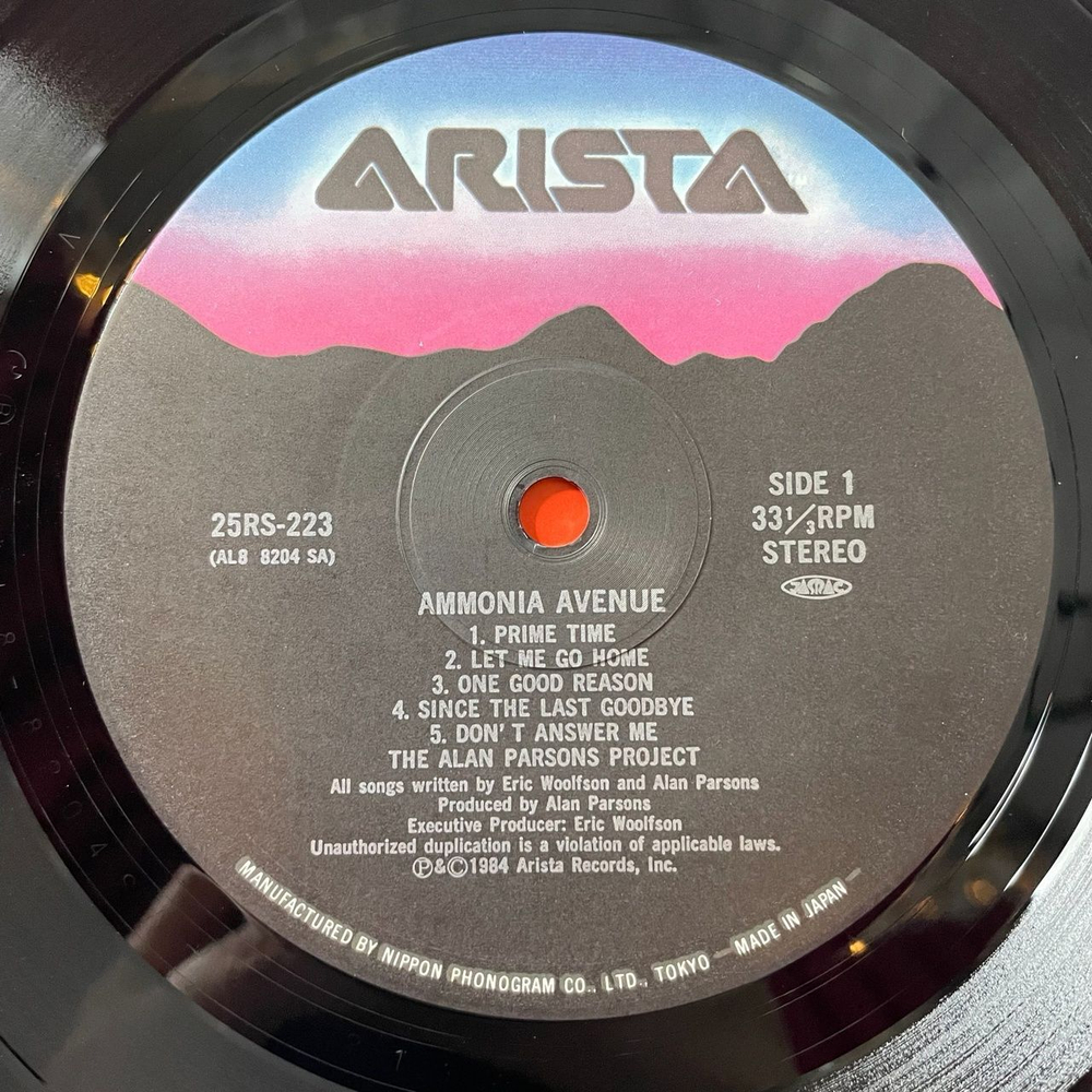 Винтажная виниловая пластинка LP The Alan Parsons Project Ammonia Avenue (Japan 1984) (No Obi) Prime Time