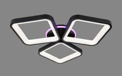 Люстра потолочная светодиодная Rilon A900/3 BK+RGB, 154 Вт, чёрная