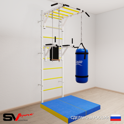 Шведская стенка Sv Sport 5436 (Турник рукоход/Брусья/Трапеция/Цепь/Мешок 22кг/Мат 1м)