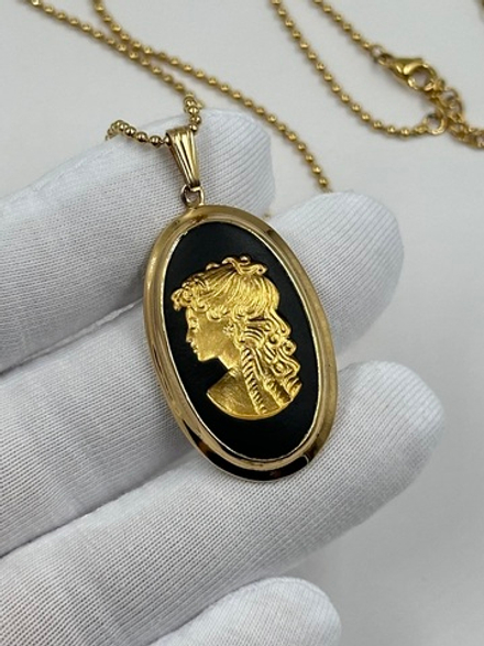 Кулон Wedgwood чёрный с инталией
