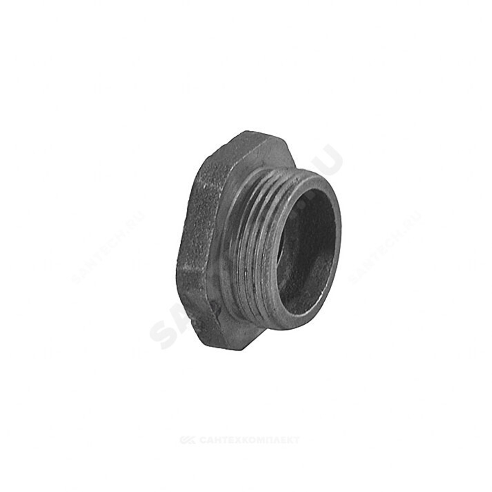 Заглушка (пробка) проходная 1 1/4"x3/4" левая резьба для чугунных радиаторов QLCX