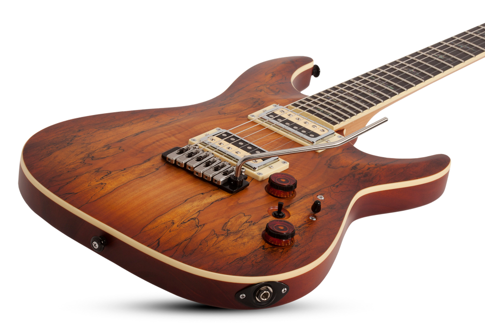 SCHECTER C-1 EXOTIC SPALTED MAPLE Satin Natural Vintage Burst