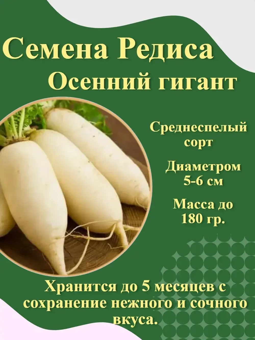 Семена Редиса белый (3 по 3 гр.)