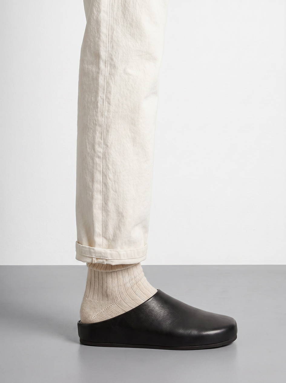mule black leather