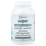Micro Ingredients, Super Enzymes+, ферменты, 240 вегетарианских капсул