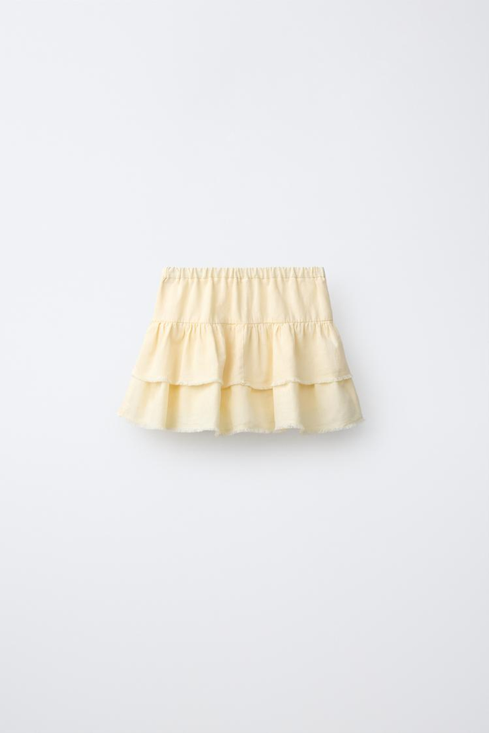 ZARA ЮБКА С ВОЛАНАМИ И ОТДЕЛКОЙ, ЦВЕТ СЛИВОЧНОГО МАСЛА