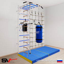 Шведская стенка Sv Sport усиленная 64570 (Турник рукоход/Брусья/Канат/Лестница/Цепь/Мешок 30кг/Мат 2м/Канатный лаз)