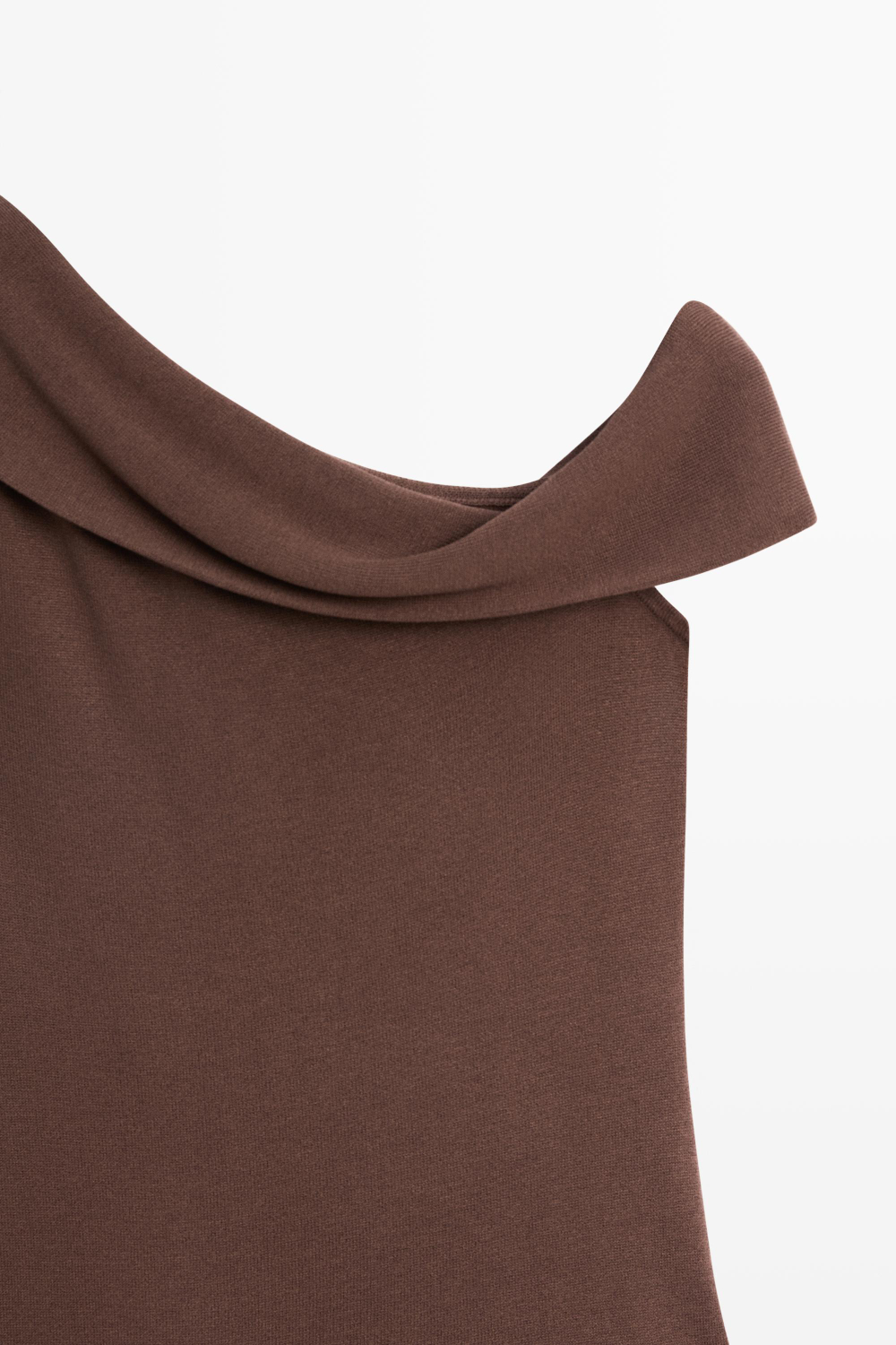 Massimo Dutti Платье миди с открытым плечом, коричневый