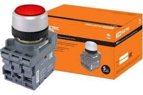 Кнопка с фиксацией MP2-21R(LED) в сборе d22мм/220В 1з+1р красная TDM SQ0747-0021