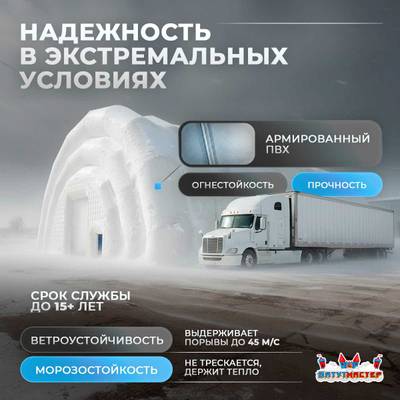 Ангар пневмокаркасный складской «СкладМастер» 12×8×6 м — из ПВХ, быстровозводимый