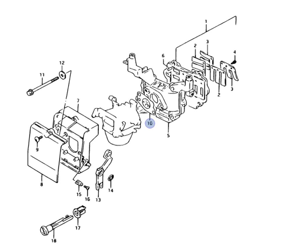 Прокладка карбюратора для лодочных моторов Suzuki DT8-DT15 (13125-91D00-000)