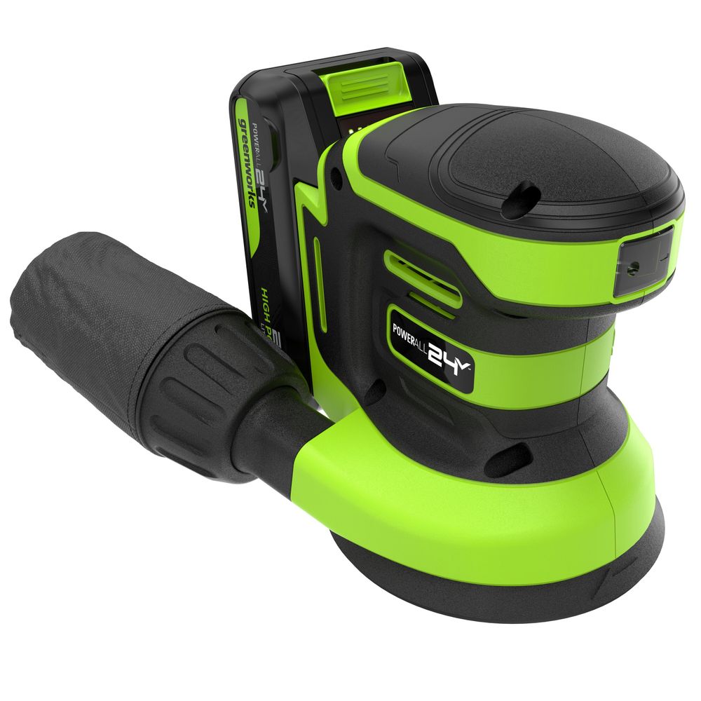 Эксцентриковая шлифмашина акк. Greenworks OS325, 24V, 125 мм, 5000-8000-11000 об/мин, амплитуда 2.4 мм,1х2Ач,ЗУ,кор (3100907CUA)