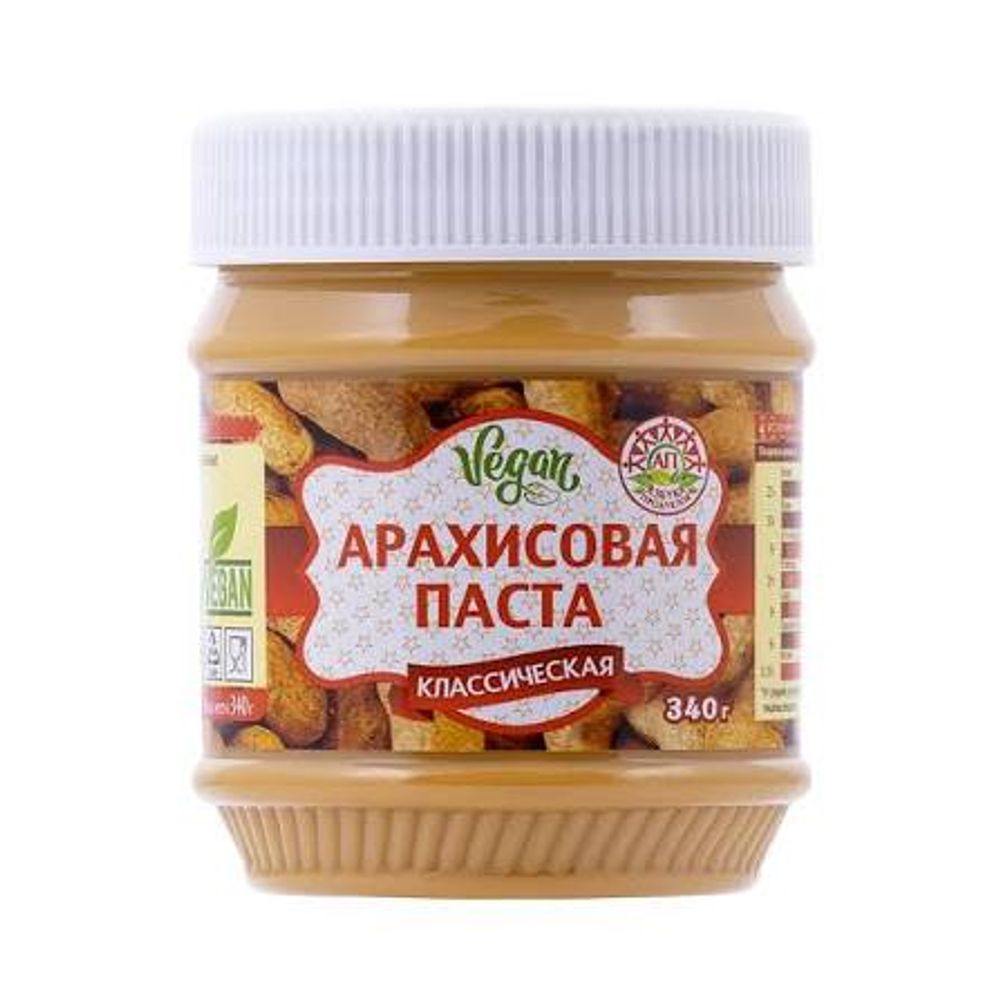Паста Vegan Арахисовая Классическая Кремовая 340гр (Азбука продуктов)
