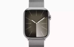 Apple Watch Series 9, 45 мм, из стали серебристого цвета, миланский сетчатый браслет