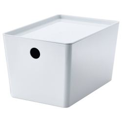 IKEA KUGGIS  (ИКЕА КУГГИС)  -  Контейнер с крышкой - белый 18x26x15 см