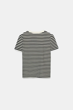 ZARA ФУТБОЛКА INTERLOCK С КОРОТКИМ РУКАВОМ, ПОЛОСКИ