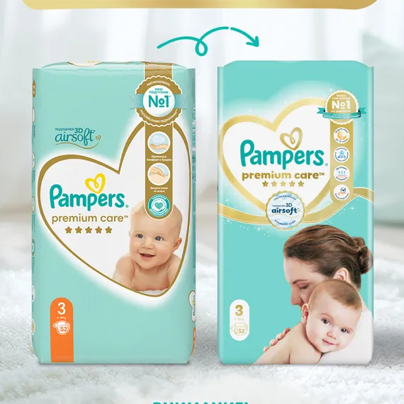 Подгузники Pampers Premium Care 3 (6-10 кг) 52 шт.